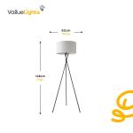 Modern Black Metal Tripod Floor Lamp with Shade