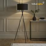 Modern Black Metal Tripod Floor Lamp with Shade