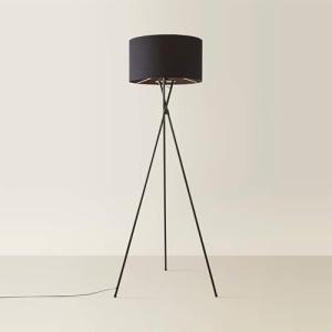 Modern Black Metal Tripod Floor Lamp with Shade