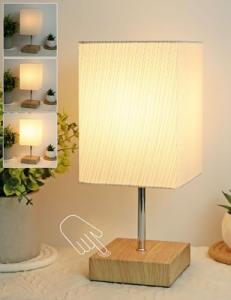 Touch Control Bedside Lamp with Wooden Base 15