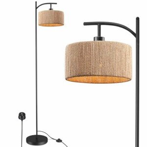 Farmhouse Rattan Floor Lamp - Rustic Boho Style