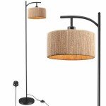 Farmhouse Rattan Floor Lamp - Rustic Boho Style
