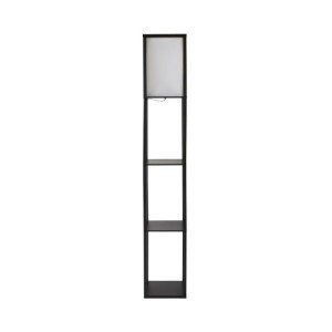 MiniSun Black Wooden Floor Lamp with Shelves