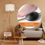 OUTON Wooden Tripod Floor Lamp with Remote & Shelf