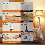 OUTON Wooden Tripod Floor Lamp with Remote & Shelf