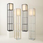MiniSun Black Wooden Floor Lamp with Shelves