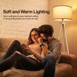 OUTON Wooden Tripod Floor Lamp with Remote & Shelf