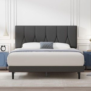 Yocreat Dark Grey Double Bed Frame with Storage