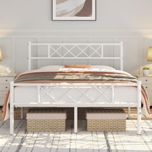 Yaheetech 4ft6 Double Metal Bed Frame with Storage