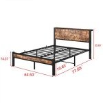 Double Bed Frame with Storage Headboard – Metal & Wood