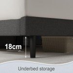 Yocreat Dark Grey Double Bed Frame with Storage