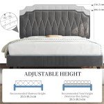 Dark Grey Upholstered Double Bed Frame with Headboard