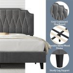 Dark Grey Upholstered Double Bed Frame with Headboard