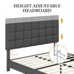 Dark Grey King Upholstered Bed Frame with Tufted Headboard