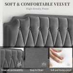 Dark Grey King Upholstered Bed Frame with Headboard