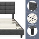 Dark Grey King Upholstered Bed Frame with Tufted Headboard