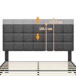 Dark Grey King Upholstered Bed Frame with Tufted Headboard