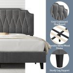 Dark Grey King Upholstered Bed Frame with Headboard
