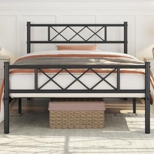 Yaheetech 3ft Metal Bed Frame with Headboard