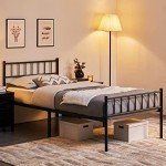 Yaheetech Black Metal Single Bed Frame with Storage