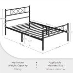Yaheetech 3ft Metal Bed Frame with Headboard