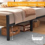 Yornoli Single Bed Frame with Wood Headboard