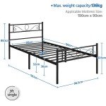 Yaheetech 3ft Single Metal Bed Frame with Storage