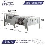 White Solid Pine 3ft Single Bed Frame