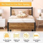 Yornoli Single Bed Frame with Wood Headboard