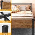 Yornoli Single Bed Frame with Wood Headboard