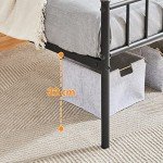 Yaheetech Black Metal Single Bed Frame with Storage