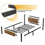 Yornoli Single Bed Frame with Wood Headboard