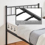 Yaheetech Black Metal Single Bed Frame with Storage