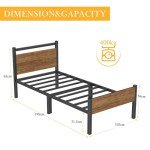 Yornoli Single Bed Frame with Wood Headboard