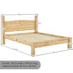 Corona Double Bed Frame in Beige, Solid Pine