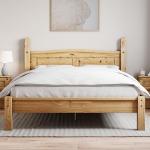 Corona Double Bed Frame in Beige, Solid Pine