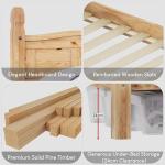 Corona Double Bed Frame in Beige, Solid Pine