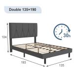 Yocreat Dark Grey Double Bed Frame with Storage
