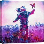 wall26 Canvas Print Wall Art Astronaut in Cosmic Nebula Butterfly Garden Astronomy & Space Fantasy & Sci-Fi Digital Art Pop Art Decorative Futuristic Cool for Living Room, Bedroom, Office - 12"x12"