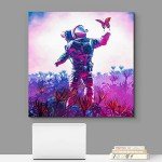 wall26 Canvas Print Wall Art Astronaut in Cosmic Nebula Butterfly Garden Astronomy & Space Fantasy & Sci-Fi Digital Art Pop Art Decorative Futuristic Cool for Living Room, Bedroom, Office - 12"x12"