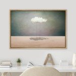 SIGNWIN Framed Canvas Print Wall Art Surreal Cloud Swing Desert Landscape Fantasy & Sci-Fi Abstract Digital Art Modern Art Boho Decorative Whimsical for Living Room, Bedroom, Office - 24"x36" Natural