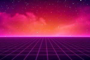 80s Neon Lights Grid Vaporwave Retro SciFi Digital Cyber Video Game Futuristic 1980s Galaxy Universe Landscape Background Cool Wall Art Print Poster 36x24