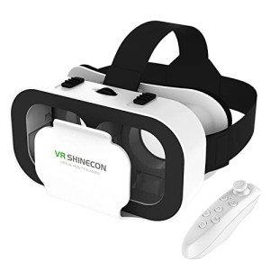 VR Headset,3D VR Glasses Virtual Reality Goggles for iPhone & Android Compatible 4.7-6.5 inch, Adjustable 3D Glasses Headset Helmets with Controller, for Movies,TV & Video Games