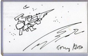 Terry Auth Sci-Fi Spaceship Original Sketch 3x5 Index Card Signed Autographed