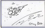 Terry Auth Sci-Fi Spaceship Original Sketch 3x5 Index Card Signed Autographed