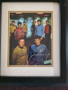 Framed Star Trek Original Series Signed by 4 Willam Shatner, Leonard Nimoy Etc.