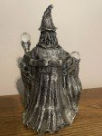 Wizard Statue Figure Crystal Magic Sci Fi Midevil Orb Wand 8.5 Inches Tall