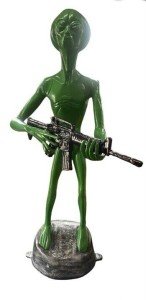 Alien Standing w/Rifle Aluminum Statue