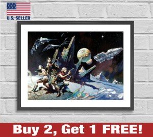 Battlestar Galactica Poster 18" x 24" Print Retro Sci-Fi Wall Art