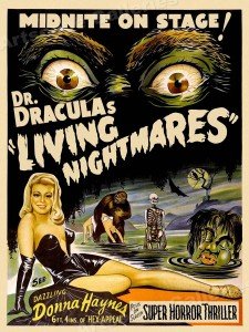 1950s Dracula’s Living Nightmares Classic Sci-Fi Monster Movie Poster - 24x32